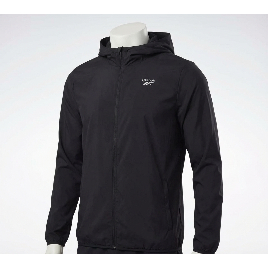 New Reebok Men's Id Train Woven Zip Jacket In Black